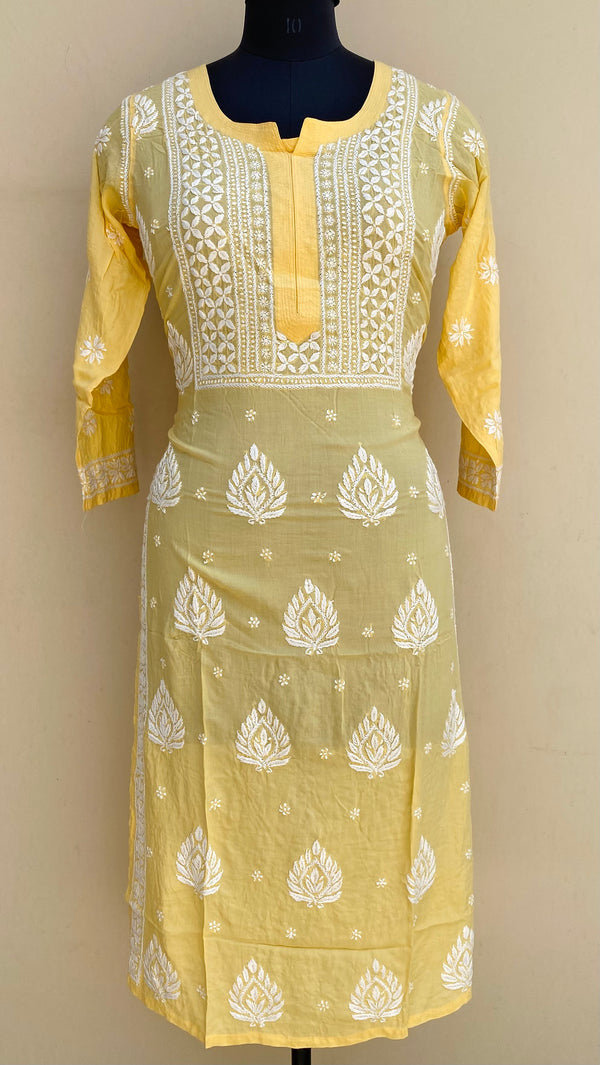 Lucknowi Chikankari Kurti Yellow Modal  Cotton