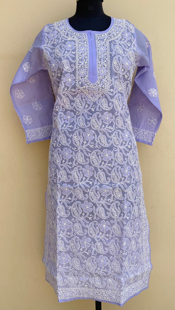 Lucknowi Chikankari Kurti Purple Cotton
