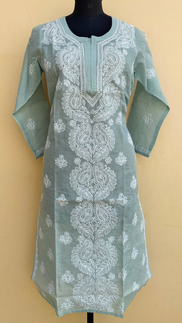 Lucknowi Chikankari Kurti Gray Cotton