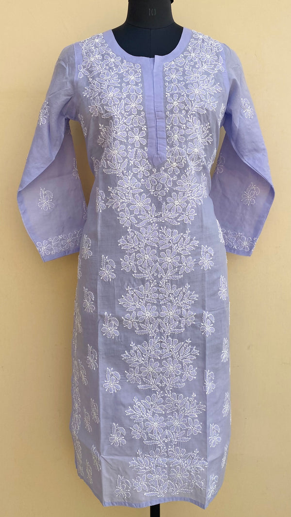 Lucknowi Chikankari Kurti Purple Cotton