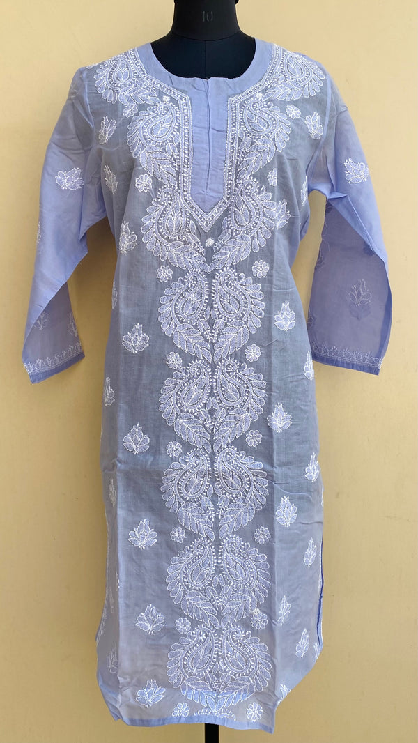 Lucknowi Chikankari Kurti Purple Cotton