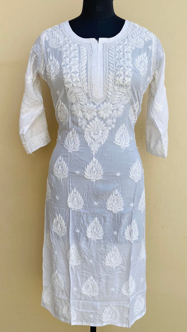 Lucknowi Chikankari Kurti White Modal Cotton