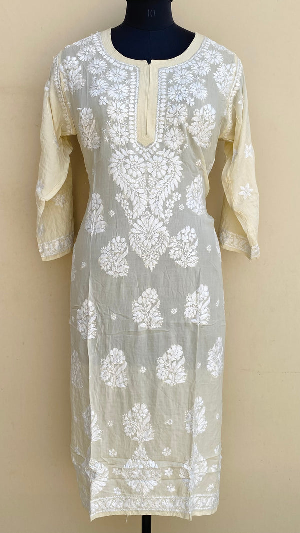 Lucknowi Chikankari Kurti  Cream Modal Cotton