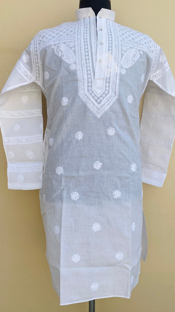 Lucknowi Chikankari Men’s Kurta White Cotton