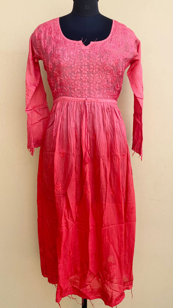 Lucknowi Chikankari Nyra Ombre Self Kurti Gajri Mal Chanderi With 3D Work