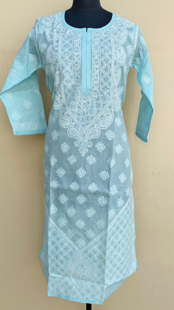 Lucknowi Chikankari Kurti Blue Cotton