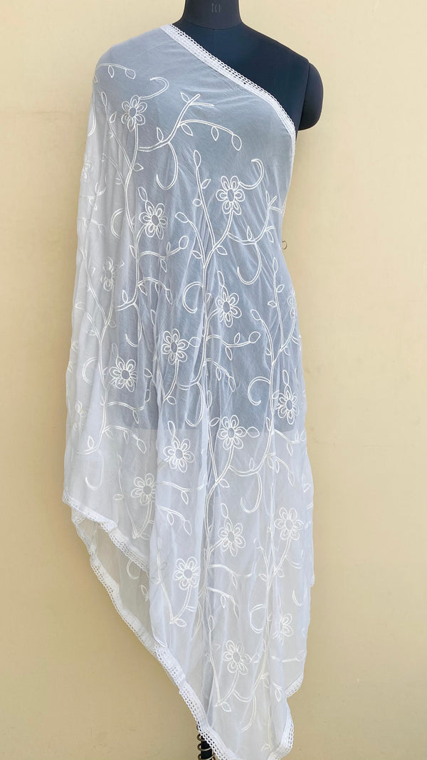 Chikankari Dupatta White Chiffon