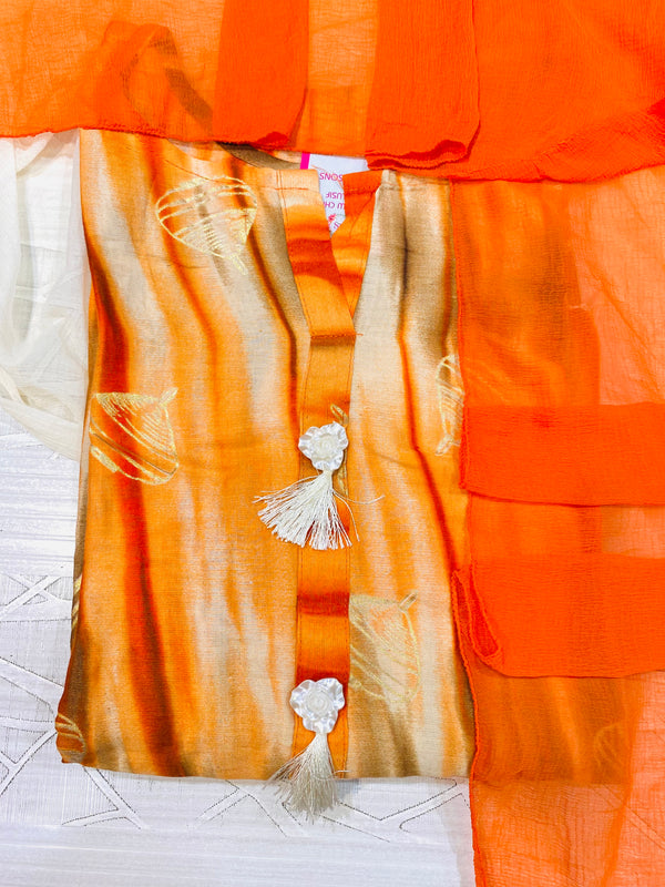 Designer Suit Length 3 Piece Orange Mal Cotton