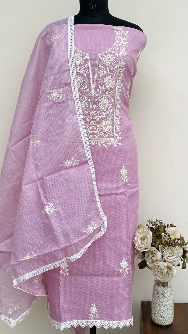 Designer Embroidered Suit Length 3 Piece Purple Kota