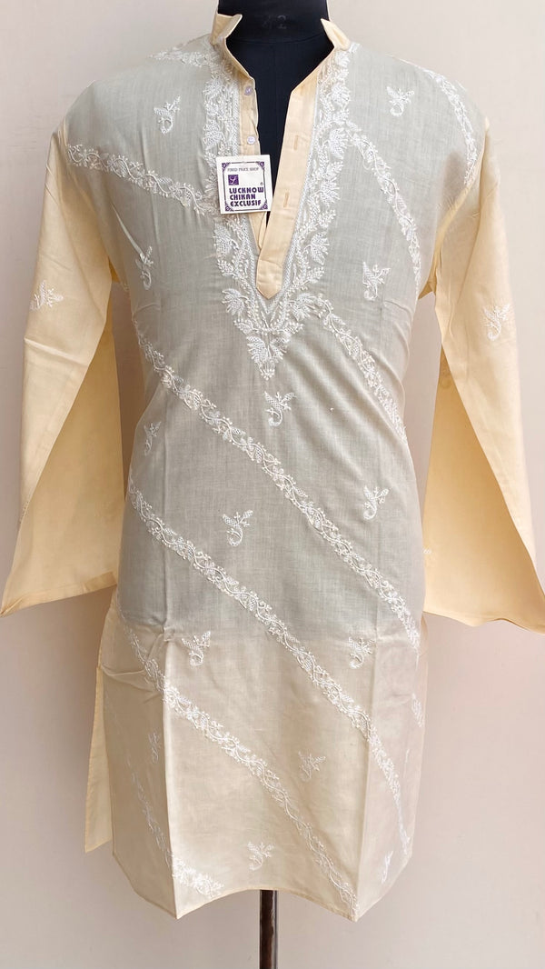 Lucknowi Chikankari Men’s Kurta Cream Cotton