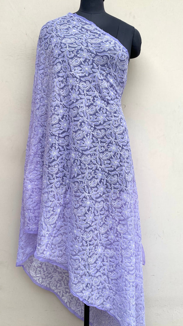 Lucknowi Chikankari Dupatta Purple Georgette