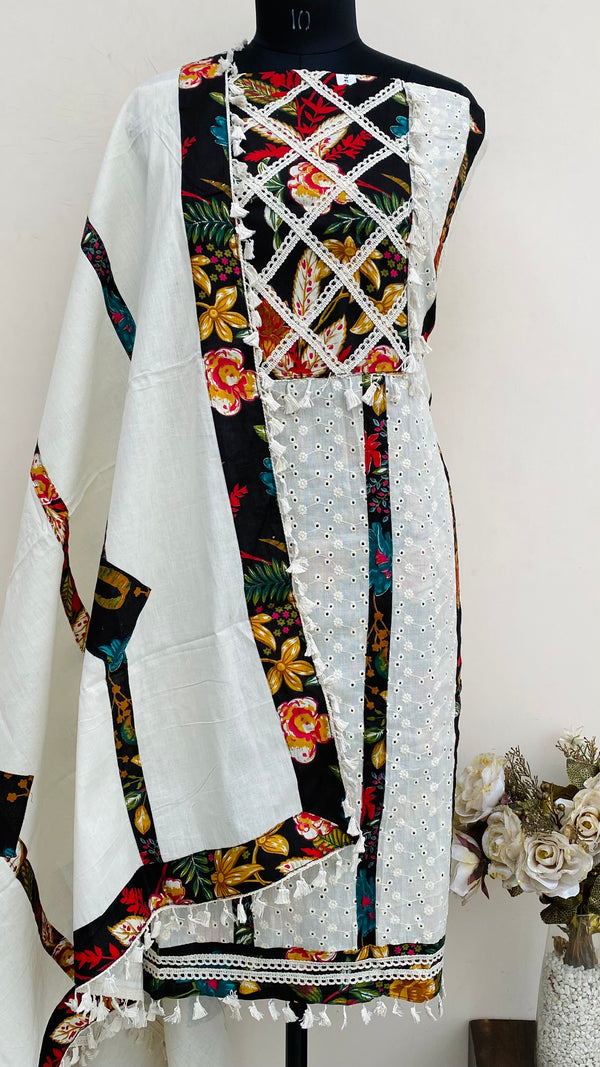 Designer Embroidered Suit Length 3 Piece Cream Mal Cotton