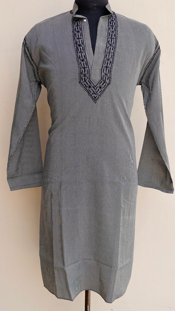 Lucknowi Chikankari Men’s Kurta Black Cotton