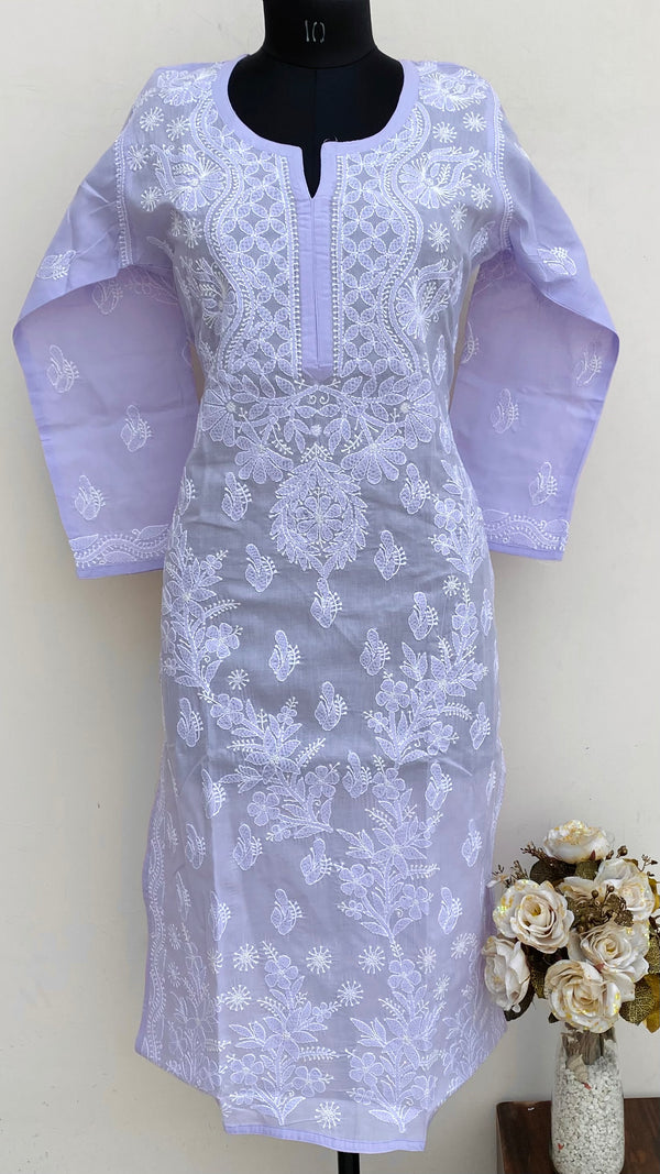 Lucknowi Chikankari Kurti Purple Cotton