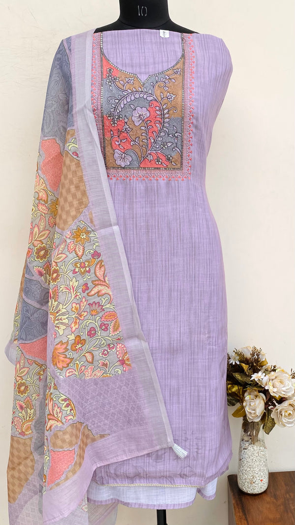 Designer Embroidered Suit Length 3 Piece Onion Pink Linen With Sequence Work