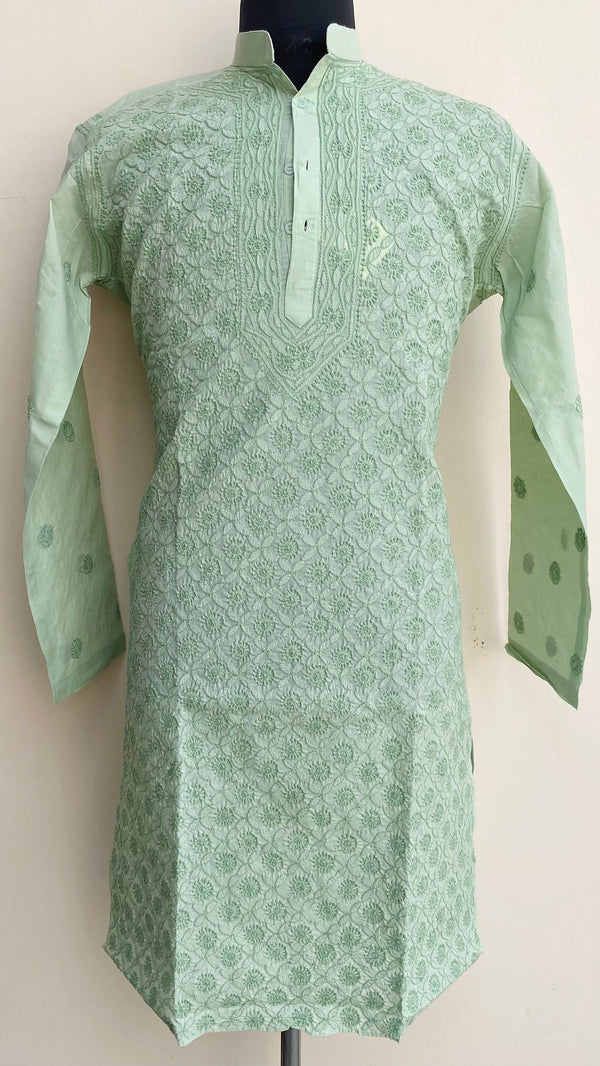 Lucknowi Chikankari Men’s Kurta Green Cotton
