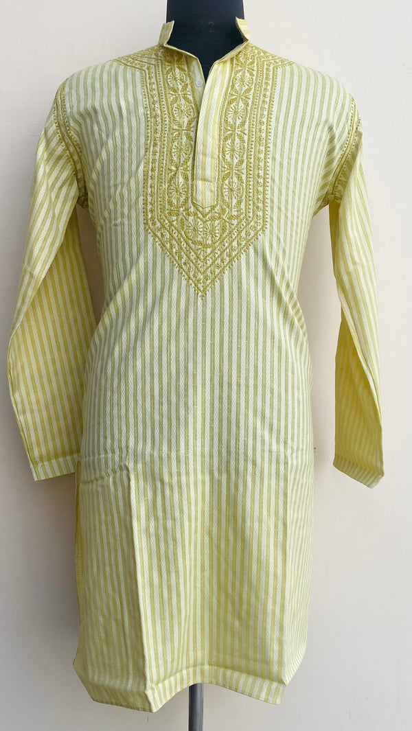 Lucknowi Chikankari Men’s Kurta Green Cotton