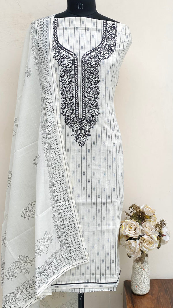 Designer Embroidered Suit Length 3 Piece Cream Mal Cotton