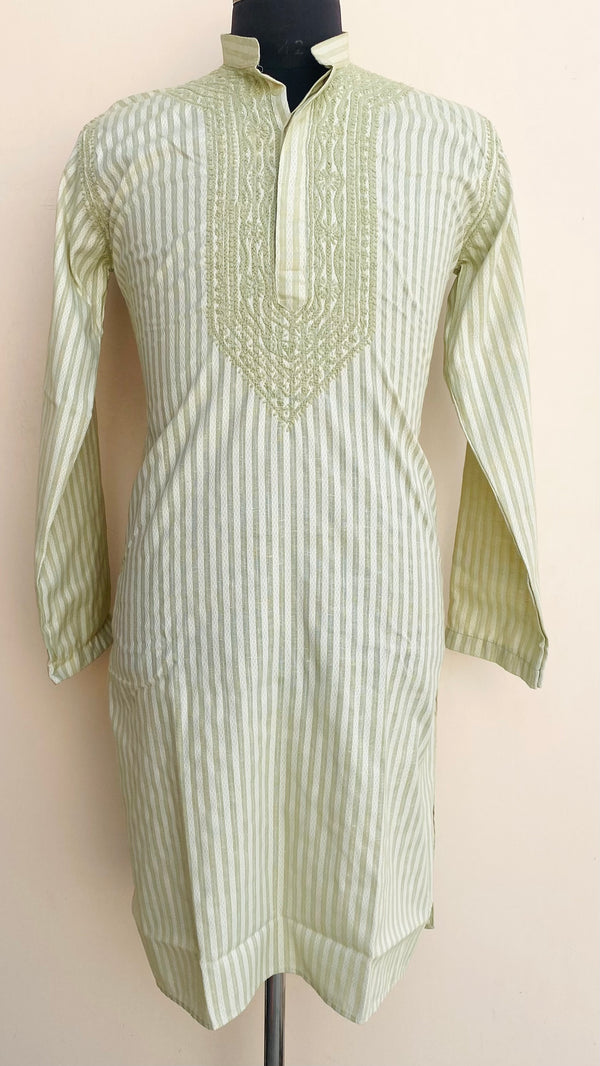 Lucknowi Chikankari Men’s Kurta Green Cotton