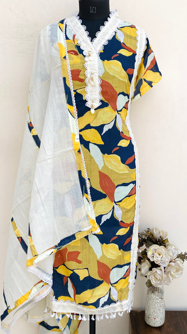 Designer Embroidered Suit Length 3 Piece Multicolour Mal Cotton