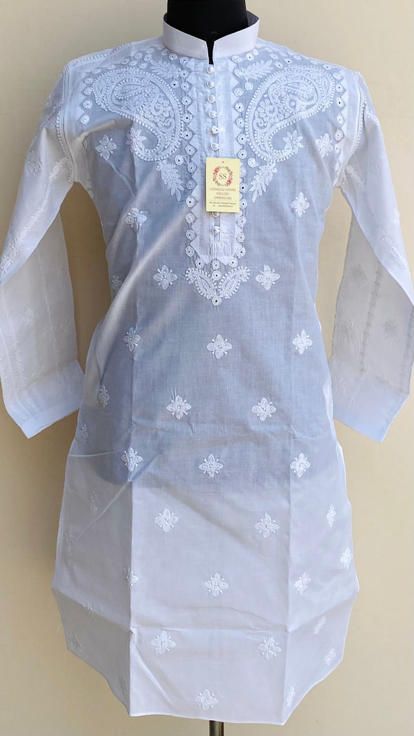 Lucknowi Chikankari Men’s Kurta White Cotton