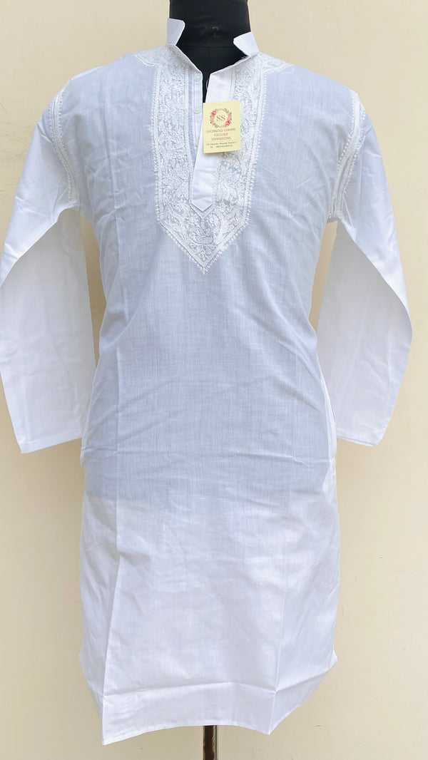 Lucknowi Chikankari Men’s Kurta White Cotton