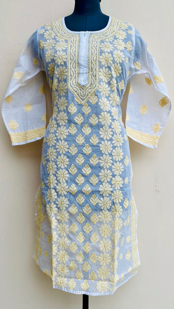 Lucknowi Chikankari Kurti White Cotton