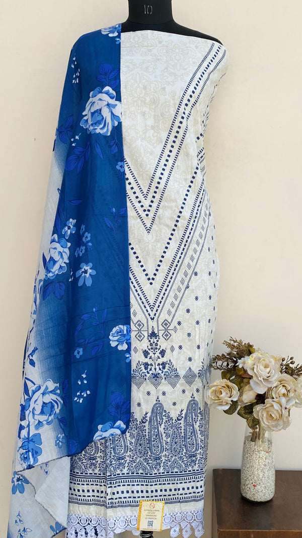 Designer Embroidered Suit Length 3 Piece Cream Mal Cotton