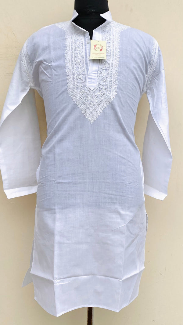 Lucknowi Chikankari Men’s Kurta White Cotton