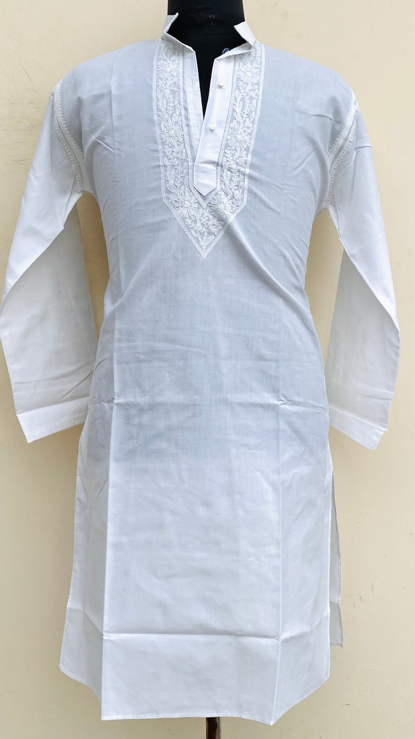 Lucknowi Chikankari Men’s Kurta White Cotton
