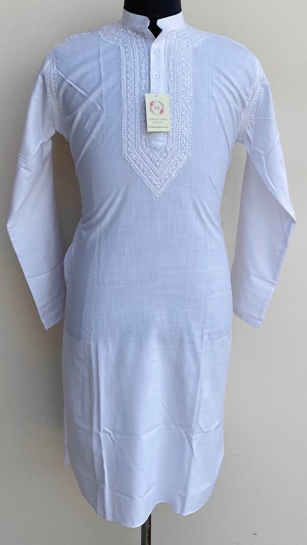 Lucknowi Chikankari Men’s Kurta White Cotton