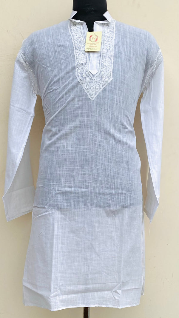 Lucknowi Chikankari Men’s Kurta White Cotton