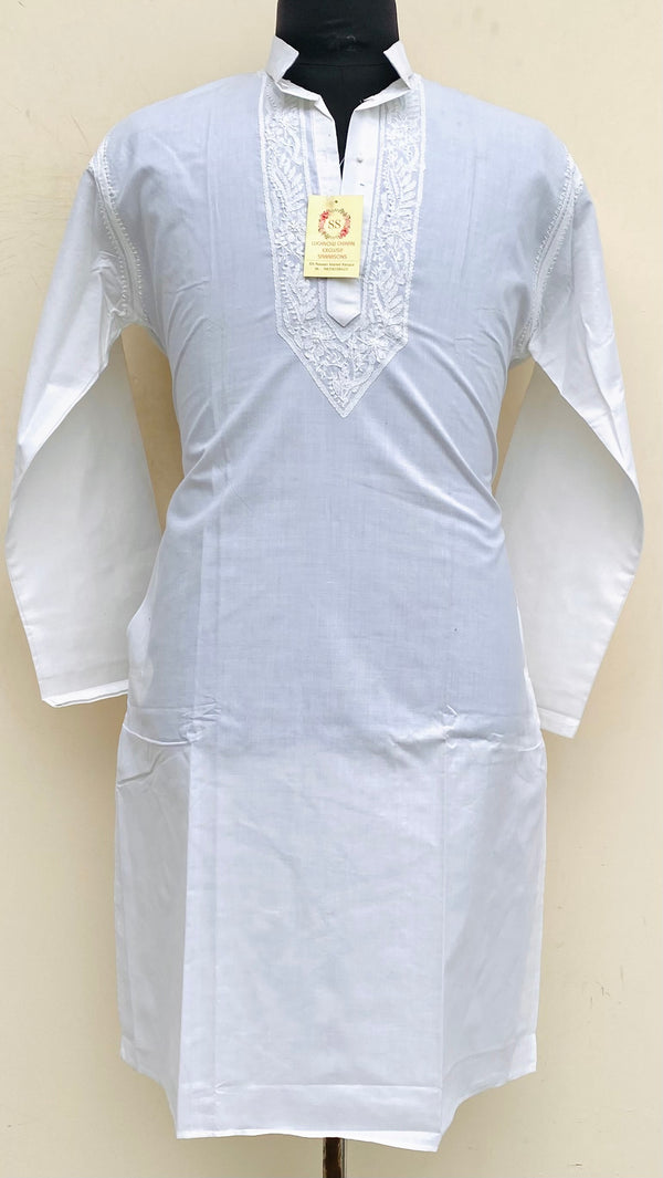Lucknowi Chikankari Men’s Kurta White Cotton