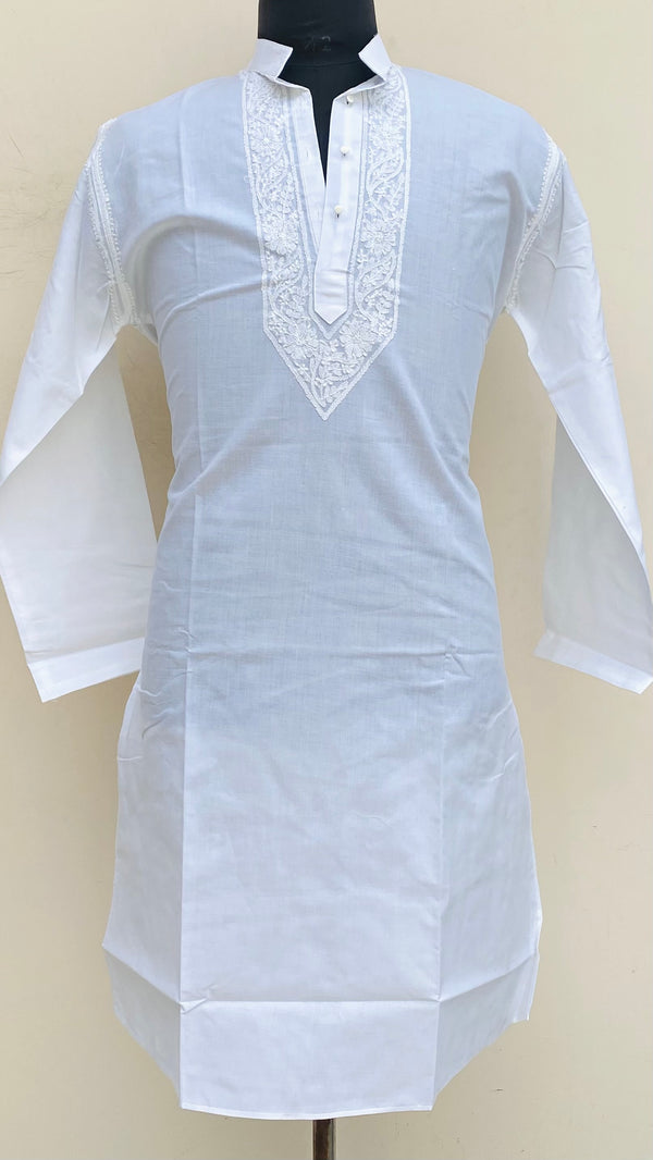 Lucknowi Chikankari Men’s Kurta White Cotton