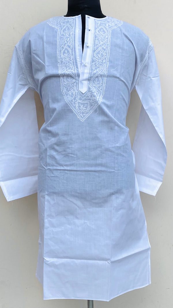 Lucknowi Chikankari Men’s Kurta White Cotton