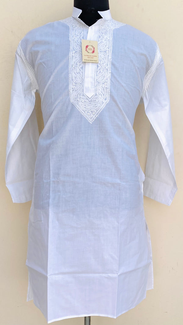 Lucknowi Chikankari Men’s Kurta White Cotton