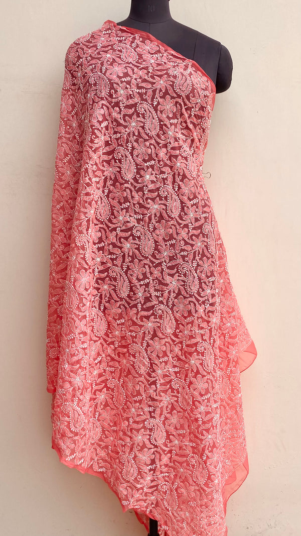 Lucknowi Chikankari Dupatta Gajri Georgette