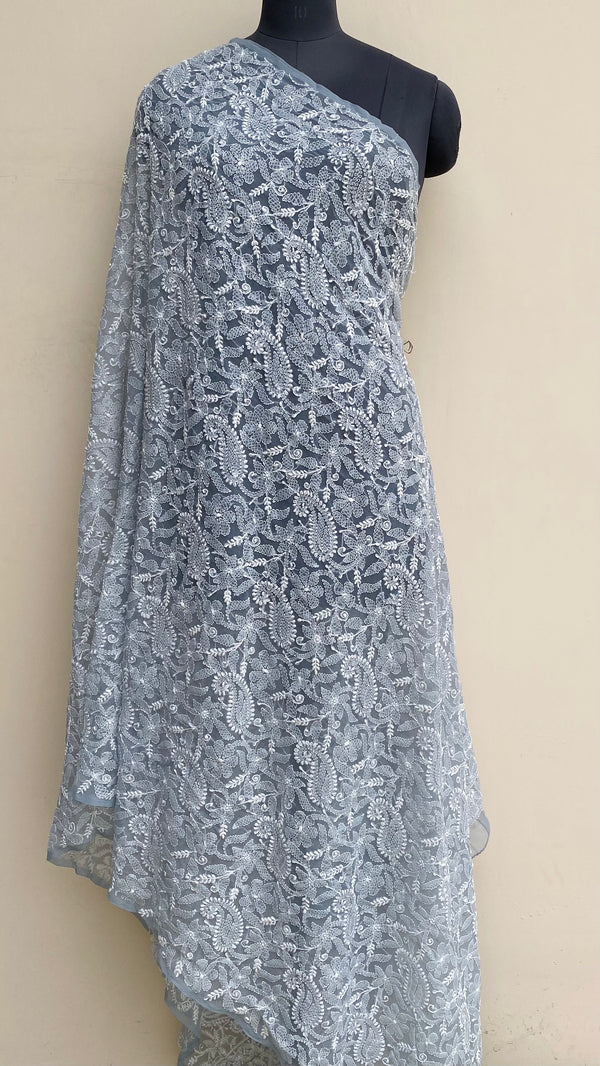 Lucknowi Chikankari Dupatta Gray Georgette