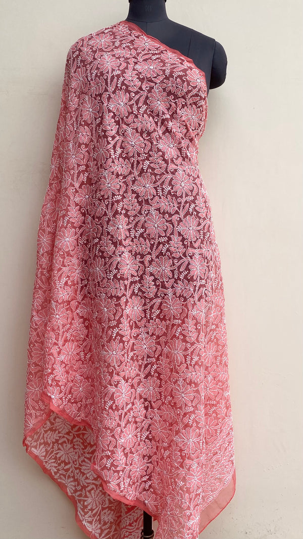 Lucknowi Chikankari Dupatta Gajri Georgette