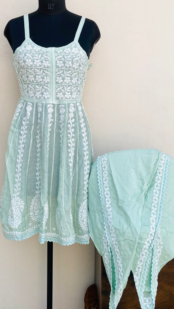 Lucknowi Chikankari Co-ord Set Green Muslin Cotton