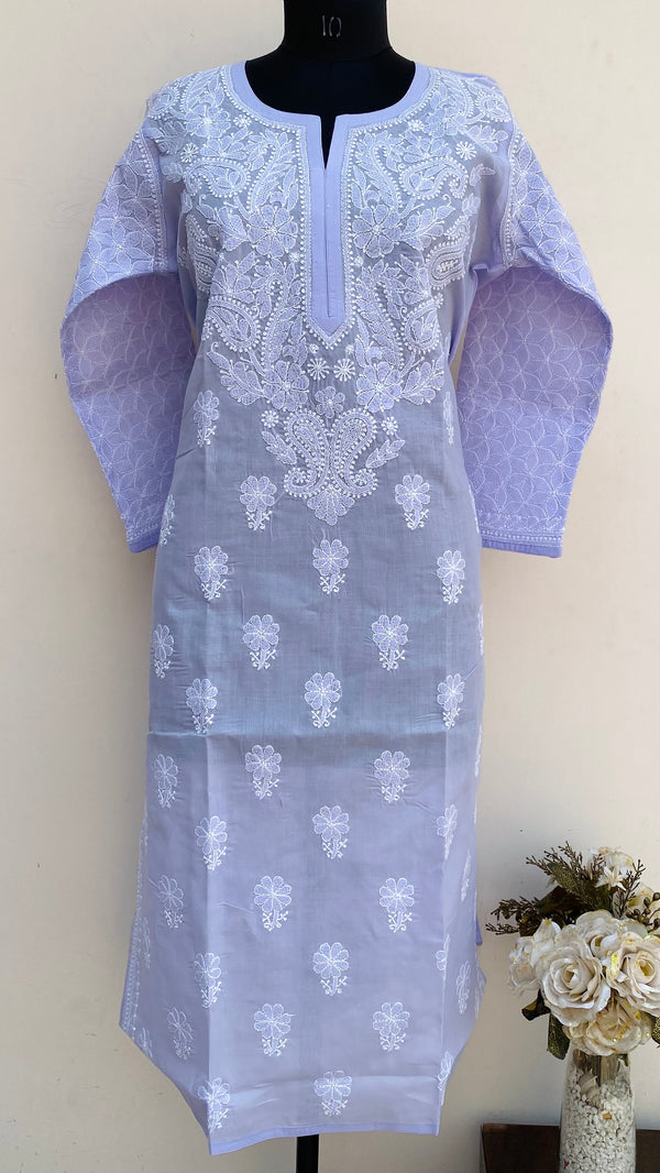 Lucknowi Chikankari Kurti Purple Cotton