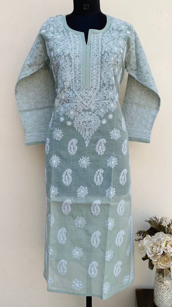 Lucknowi Chikankari Kurti Gray Cotton