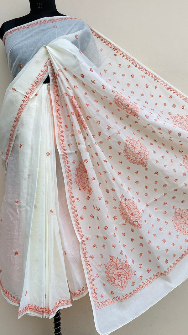 Lucknowi Chikankari Saree Off White Cotton
