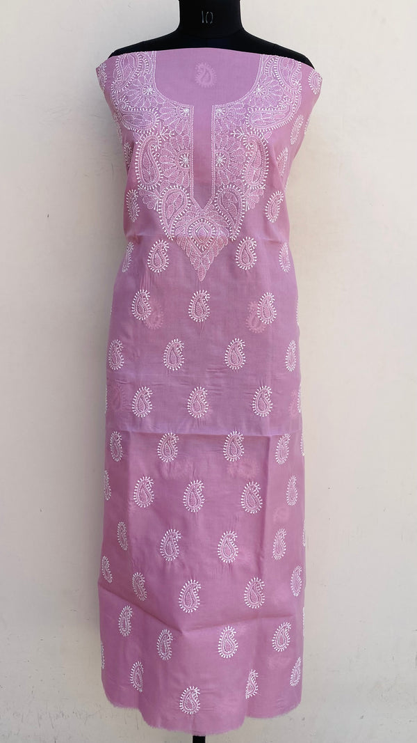 Lucknowi Chikankari Kurta Length Pink Cotton