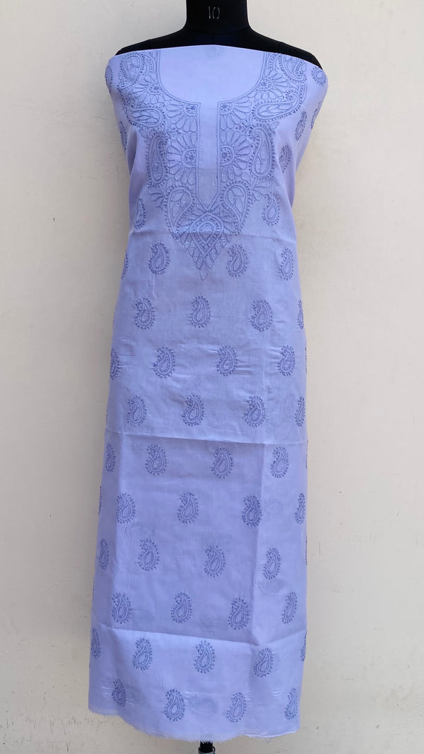 Lucknowi Chikankari Kurta Length Purple Cotton