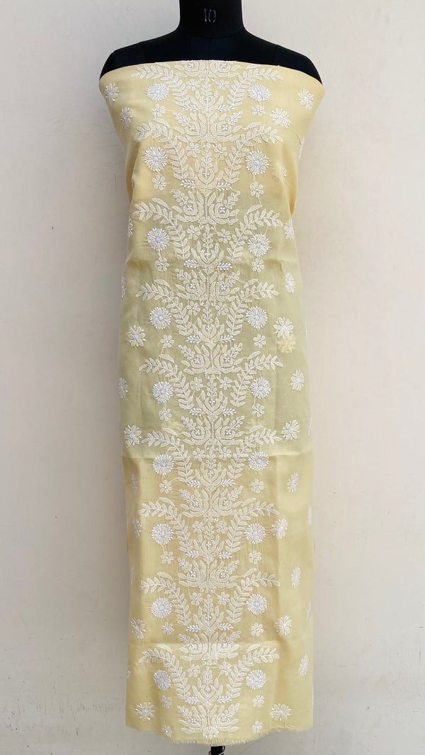 Lucknowi Chikankari Kurta Length Beige Cotton