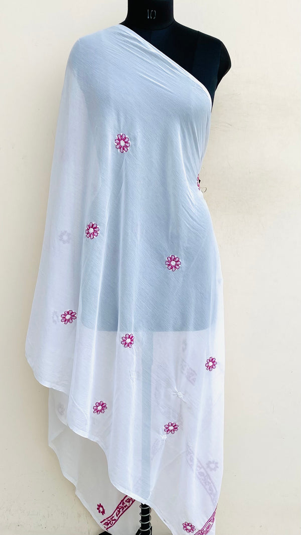 Lucknowi Chikankari Dupatta White Chiffon