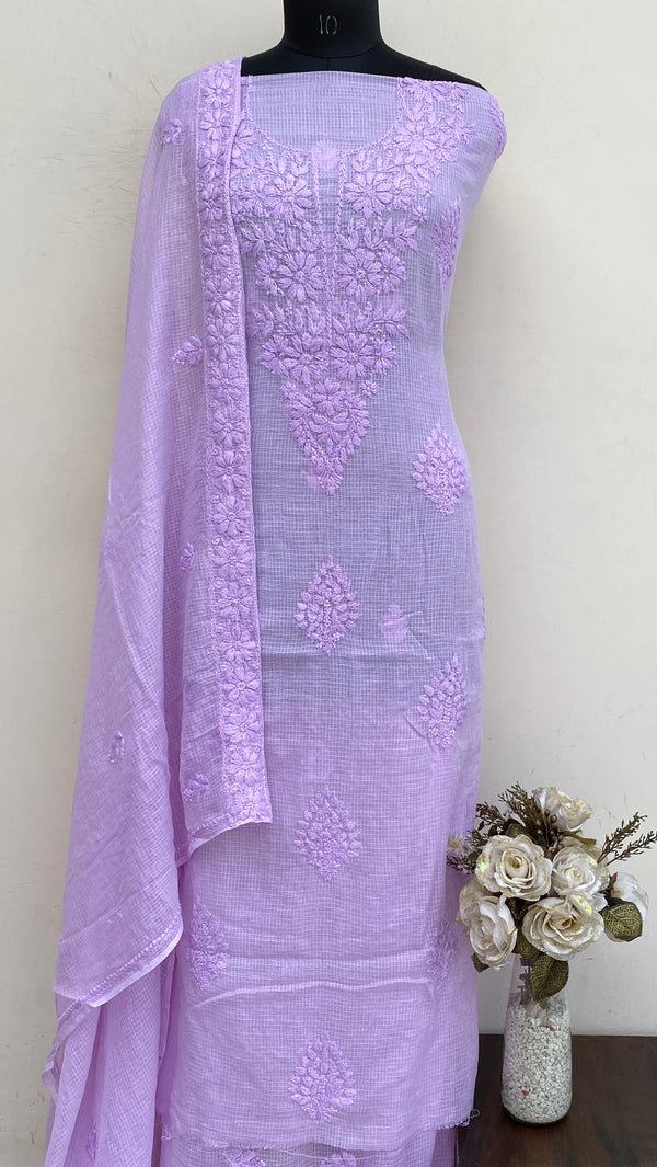 Lucknowi Chikankari Suit Length 2 Piece Purple Kota