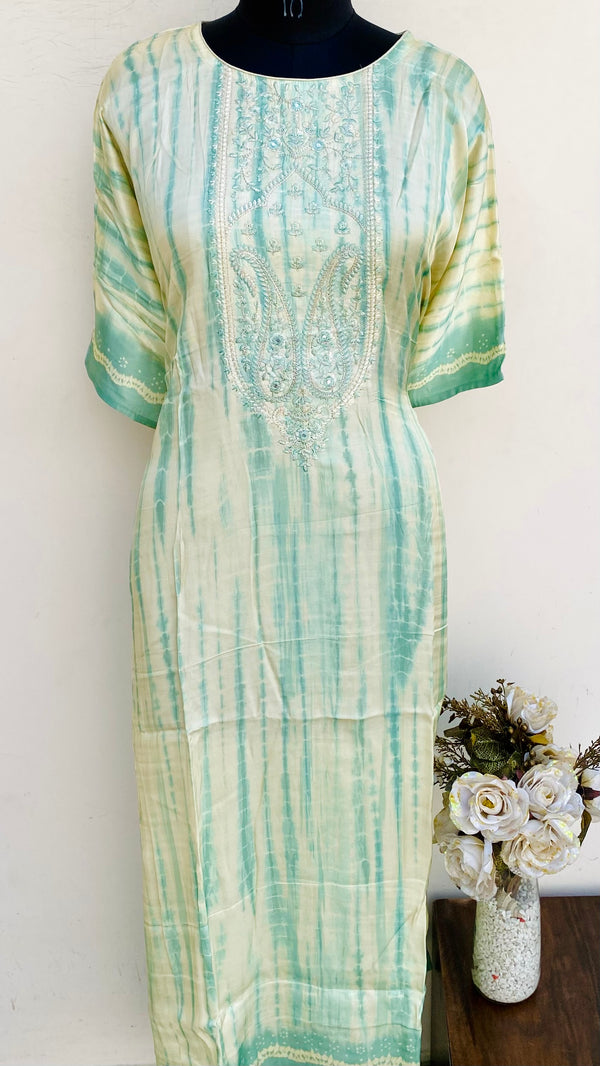 Designer Embroidered Suit Length 2 Piece Cream Muslin Cotton With Sequence Work