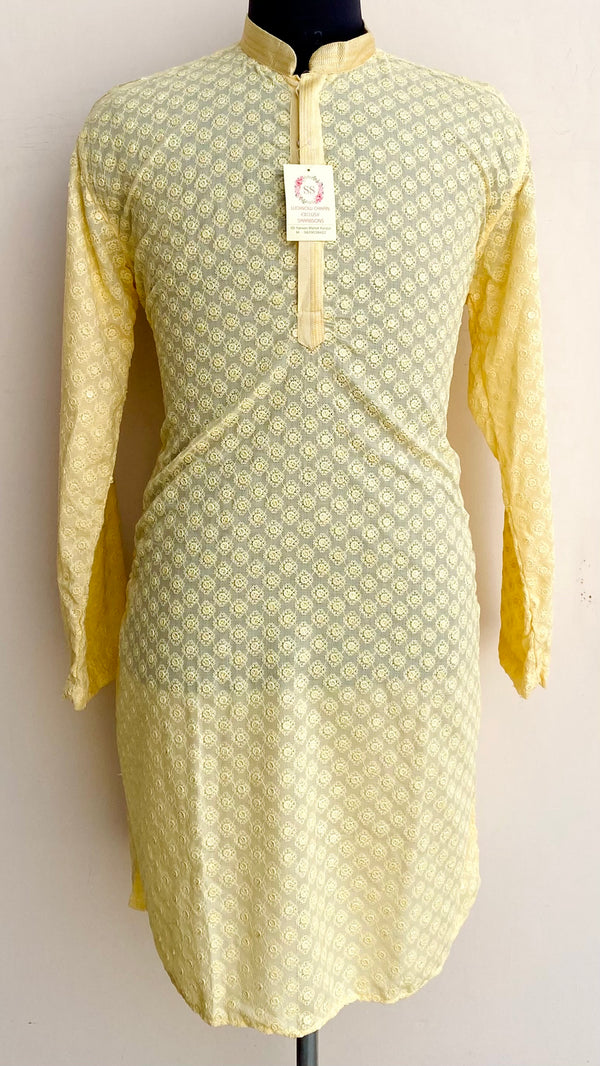 Lucknowi Chikankari Men’s Kurta Cream Cotton
